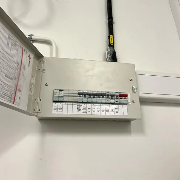 Wall-mounted domestic consumer unit installed in Edinburgh